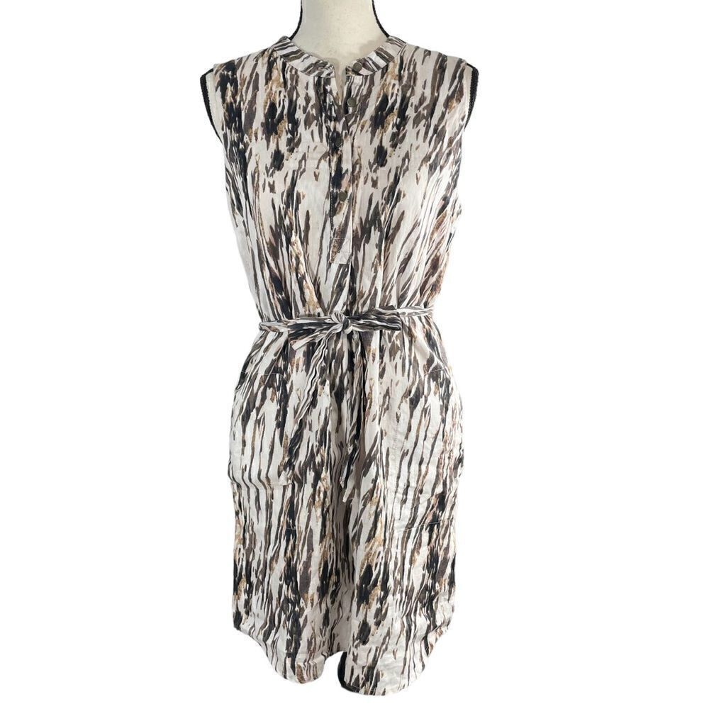 Cynthia Rowley Linen Ikat Sheath Dress Brown Size 8